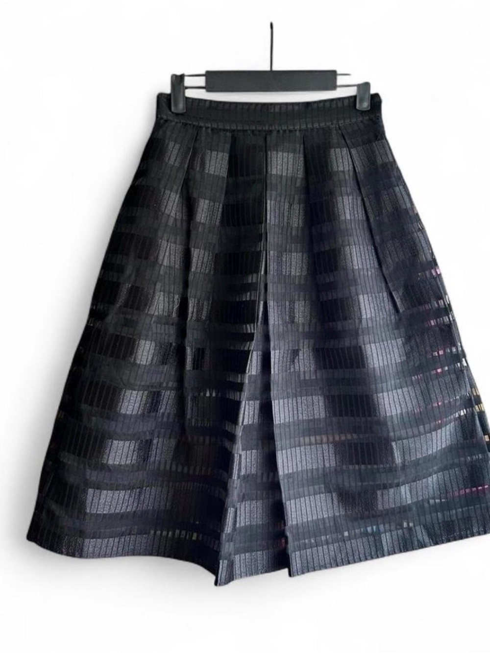 Black A-line Striped Skirt